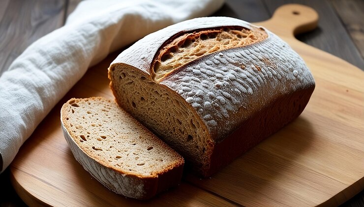 un pan con un paño blanco en la mesa