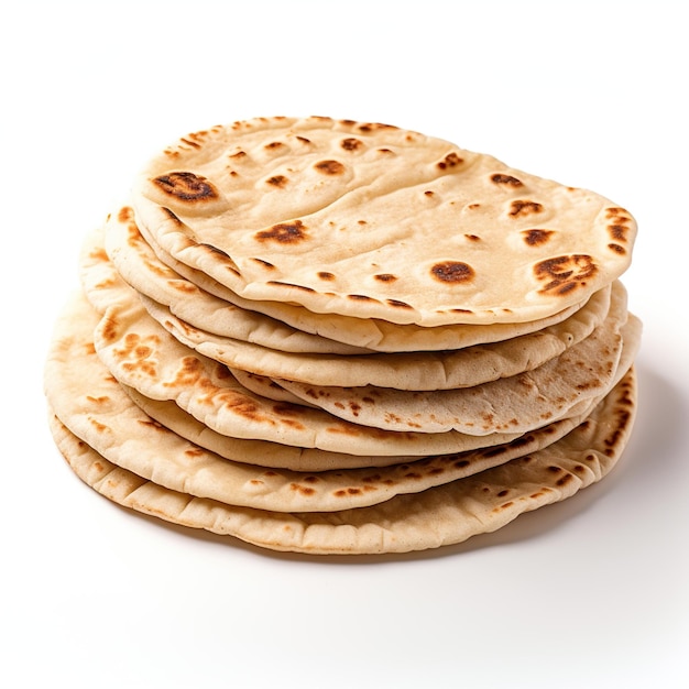 Pan de pita aislado sobre fondo blanco.