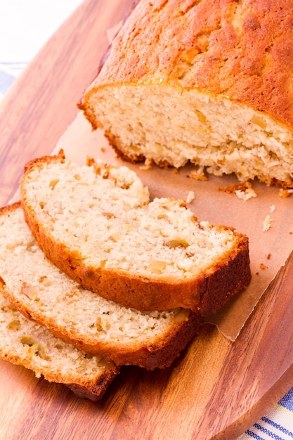 Pan de plátano casero de receta clásica.