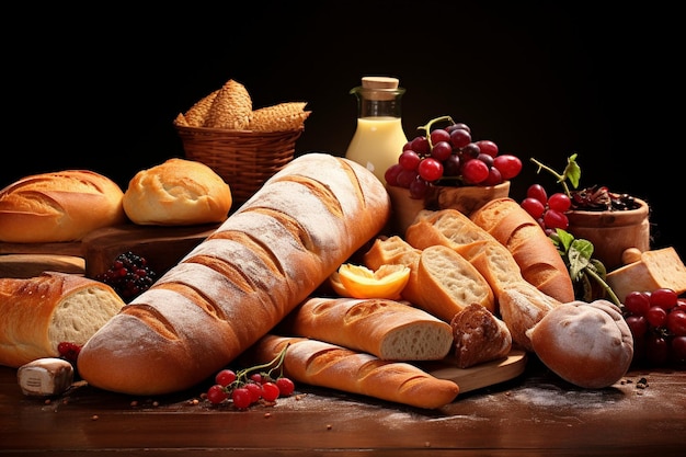 Pan y productos de pastelería con panadero