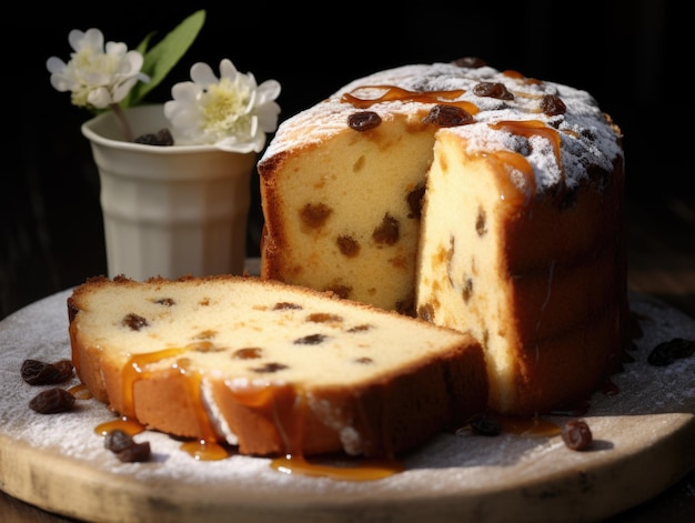 Un pan con una rebanada cortada de él