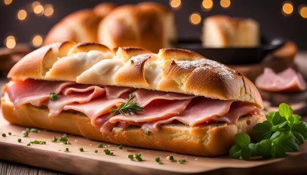 Pan relleno con jamón y queso