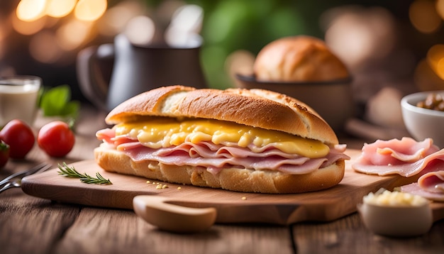 Pan relleno con jamón y queso