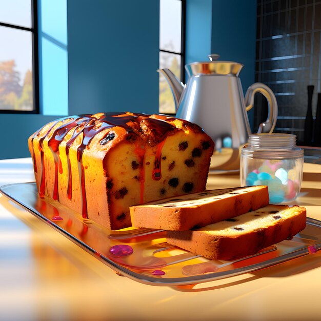 Pan de té en una encimera de cocina