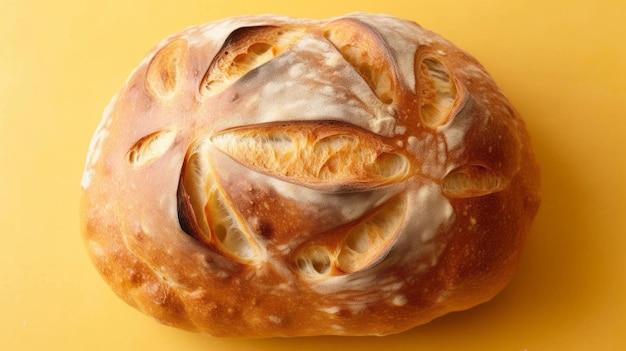 Pan tostado hermoso y apetitoso aislado sobre un fondo amarillo