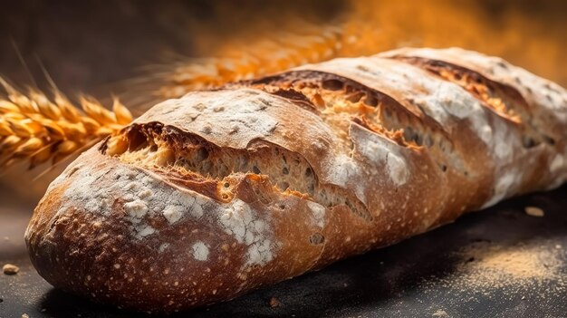 Pan tradicional italiano y trigo en una mesa