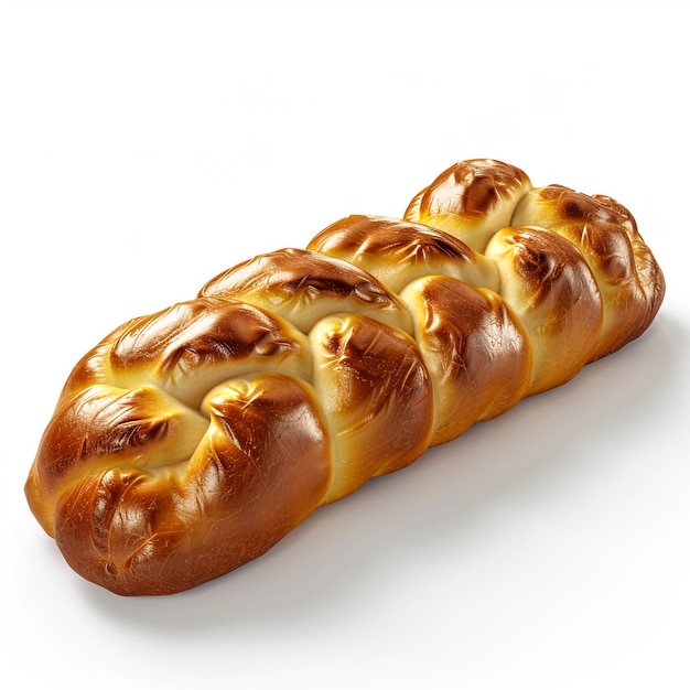 Foto pan trenzado casero con semillas de sésamo aisladas en blanco challah tradicional de shabbat