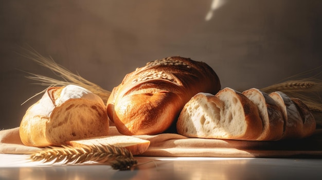 Pan y trigo en una mesa