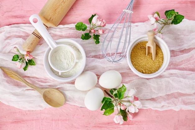 Foto panadería o marco de cocina ingredientes artículos de cocina para pastelería