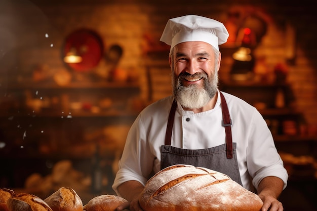 Un panadero profesional hace un pan hermoso
