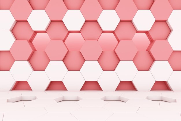 el panal de miel rosa y blanco escenario de estudio 3d render abstracto fondo mínimo