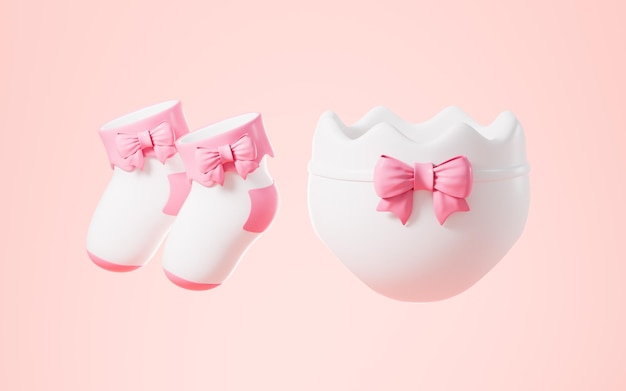 Pañales y calcetines de papel para bebés producto para bebés renderizado en 3D