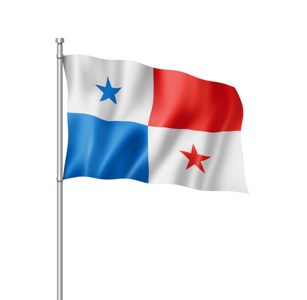 Panama-Flagge dreidimensional rendern isoliert auf weiß