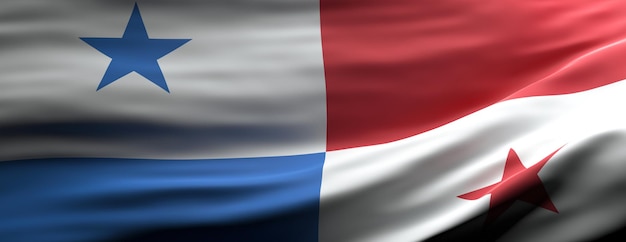 Panama Nationalflagge weht Textur Hintergrund 3D-Darstellung
