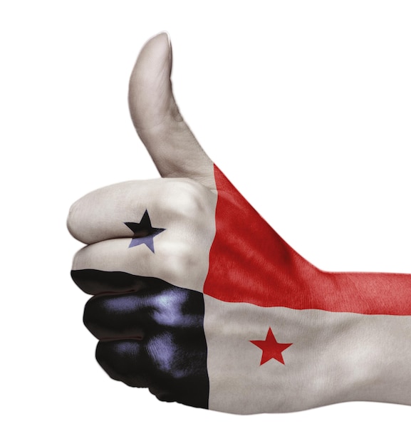 Panamas Flagge in der Hand, die die Genehmigung anzeigt