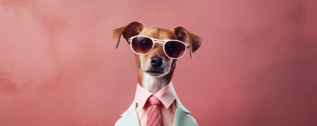 pancarta con espacio para su texto con un perro lindo con ropa elegante adoptarme generado por ai