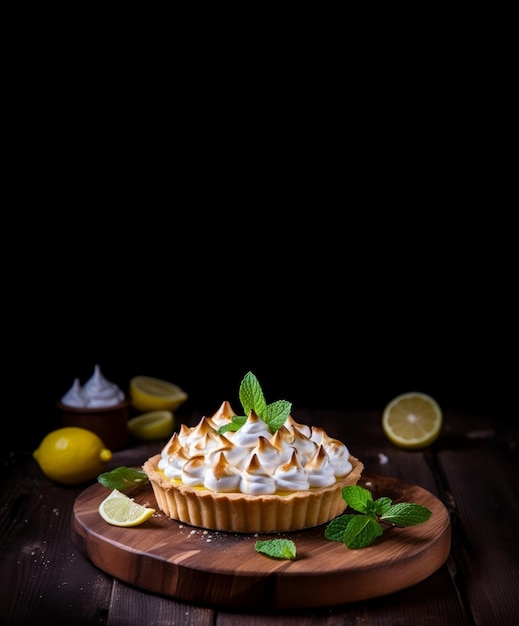 Pancarta de pastel de merengue de limón Generar Ai