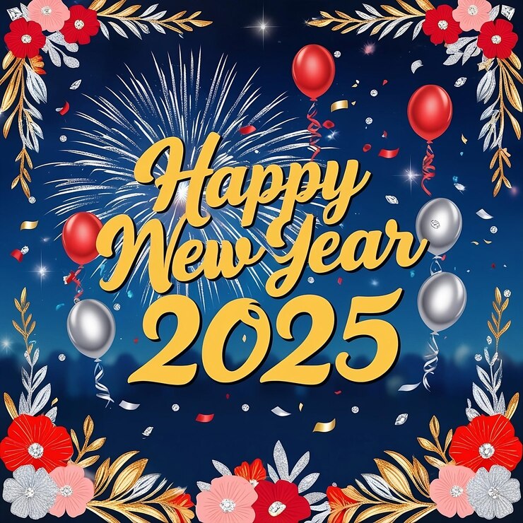 una pancarta que dice feliz año nuevo 2025 en él