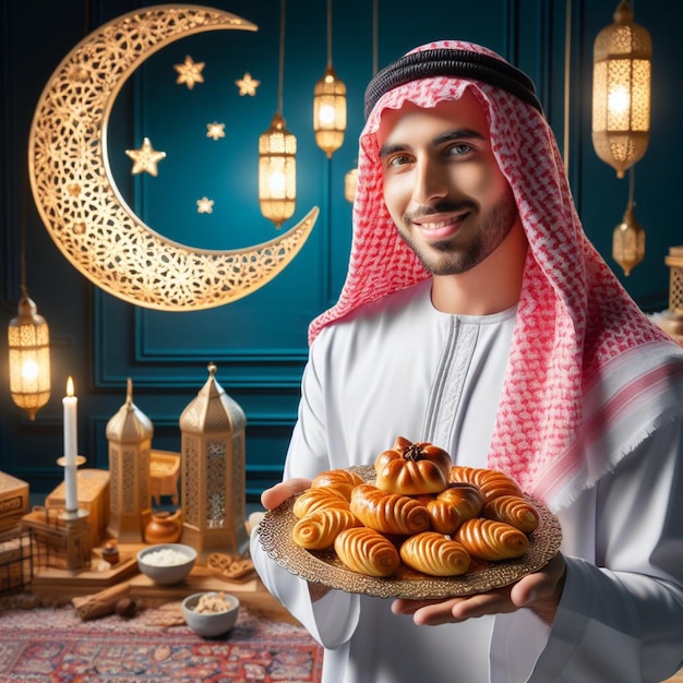 pancarta de ramadán Kareem con el saludo