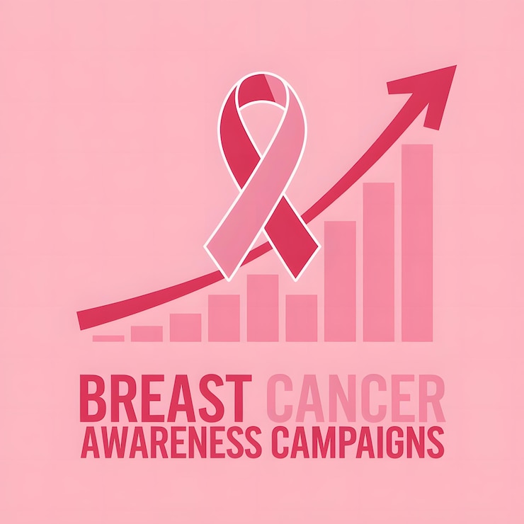 una pancarta rosa que dice concienciación sobre el cáncer de mama