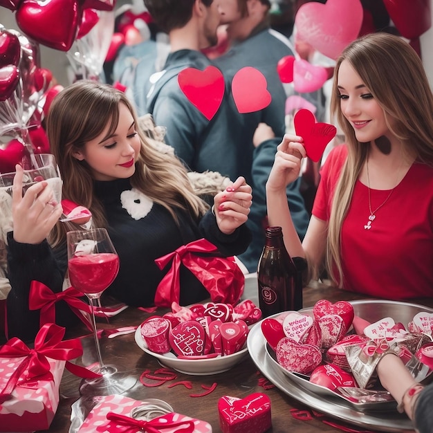 Una pancarta visualmente atractiva con un feliz día de San Valentín