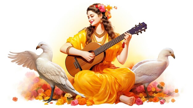 Foto panchami basant vasant arte de la música de la india diwali