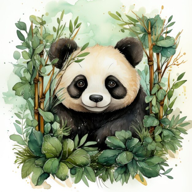 Quadro Infantil Desenho Panda Fundo Verde