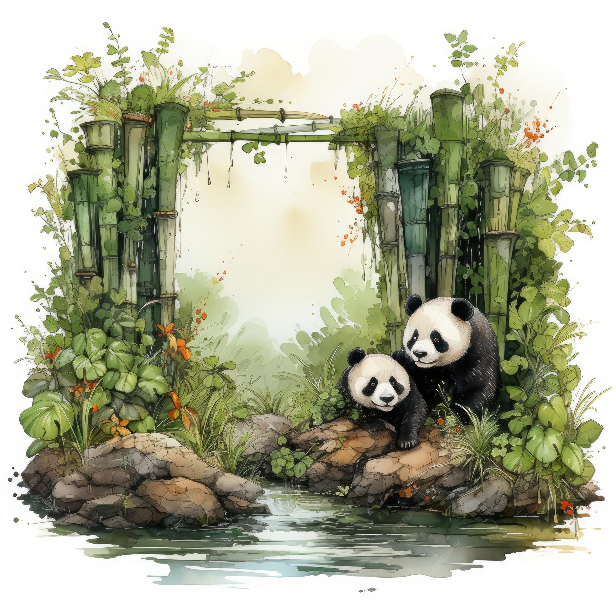 Kit Digital Pandas Aquarela, Cliparts, Desenho Panda