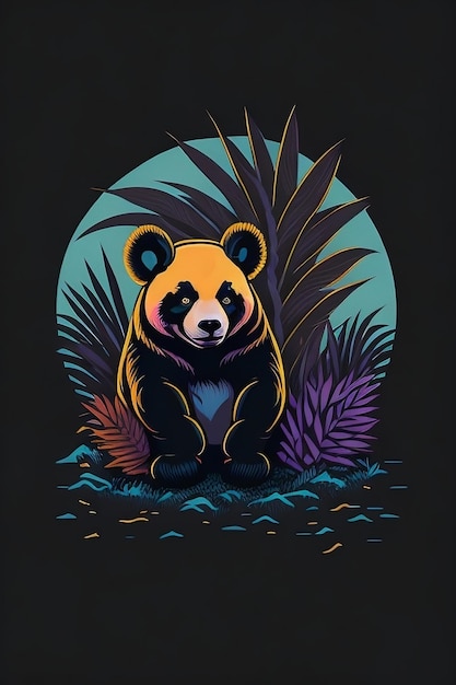 Panda auf der Miami Street Fotorealistisches Logo