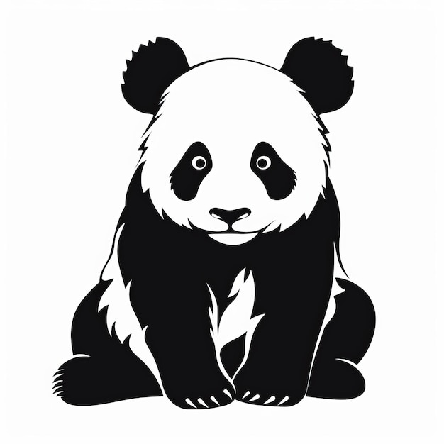Panda-Bär-Silhouette, grafische Illustration im Fang-Lijun-Stil