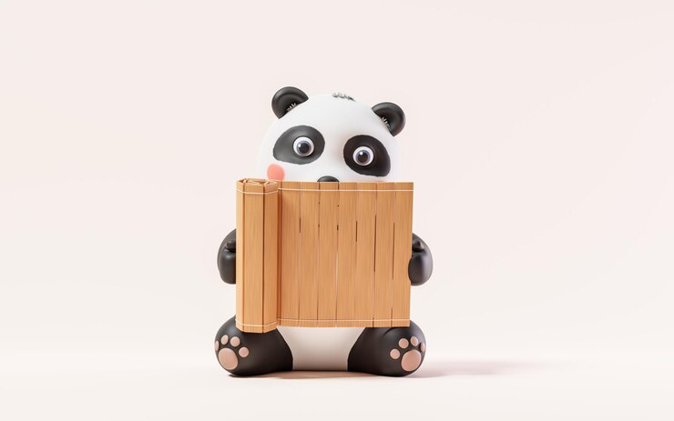 Foto panda y bambú chino retro deslizamiento 3d renderizado