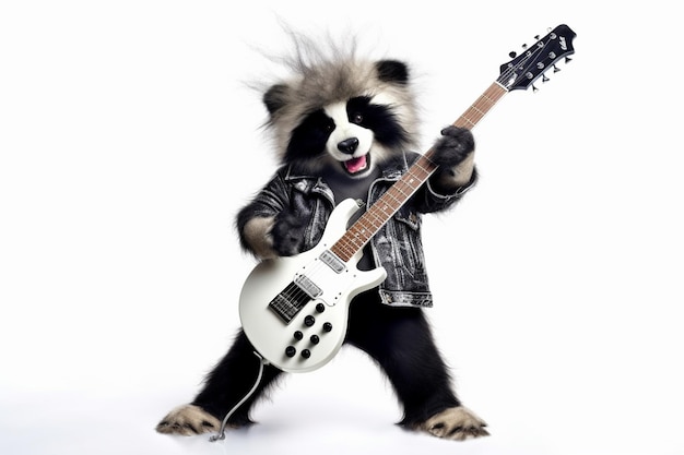 panda bonito com guitarra elétrica