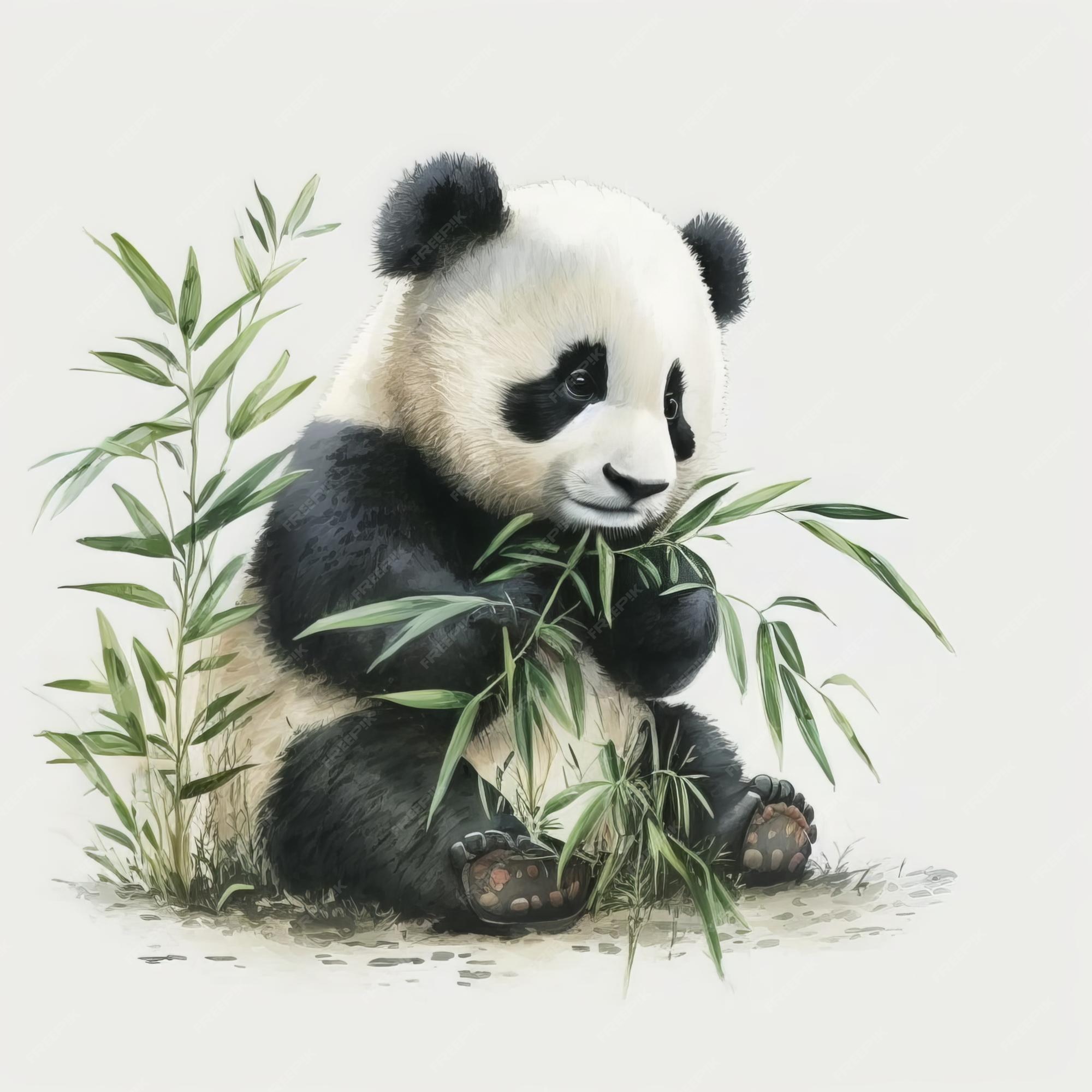 panda sentado e comendo bambu com um toque de aquarela desenhado à mão  desenho ilustração vetorial de tintas 2492491 Vetor no Vecteezy