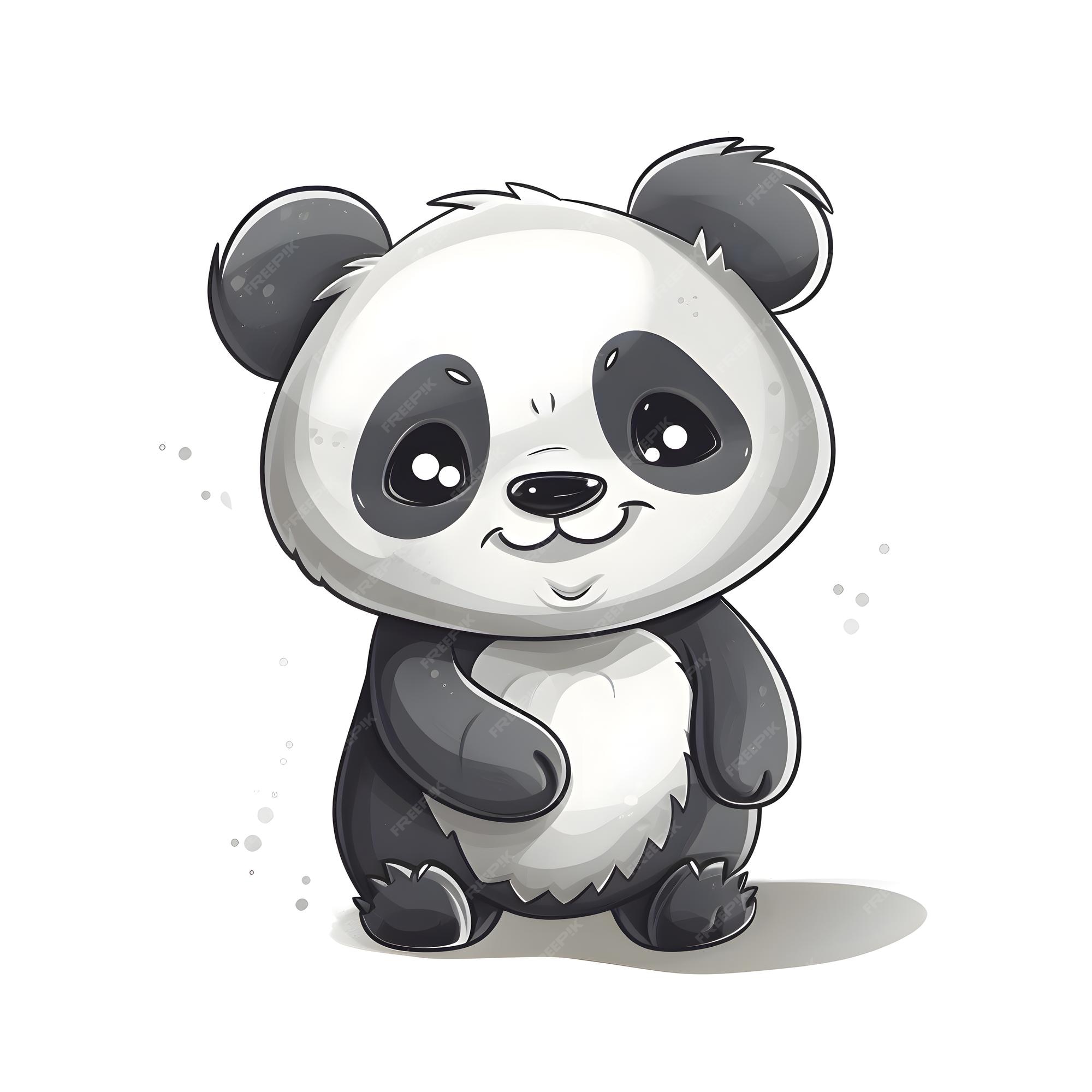 Panda Bonito Fundo Branco Desenho Mão Ilustração Panda imagem vetorial de  svetomircomua© 651352274