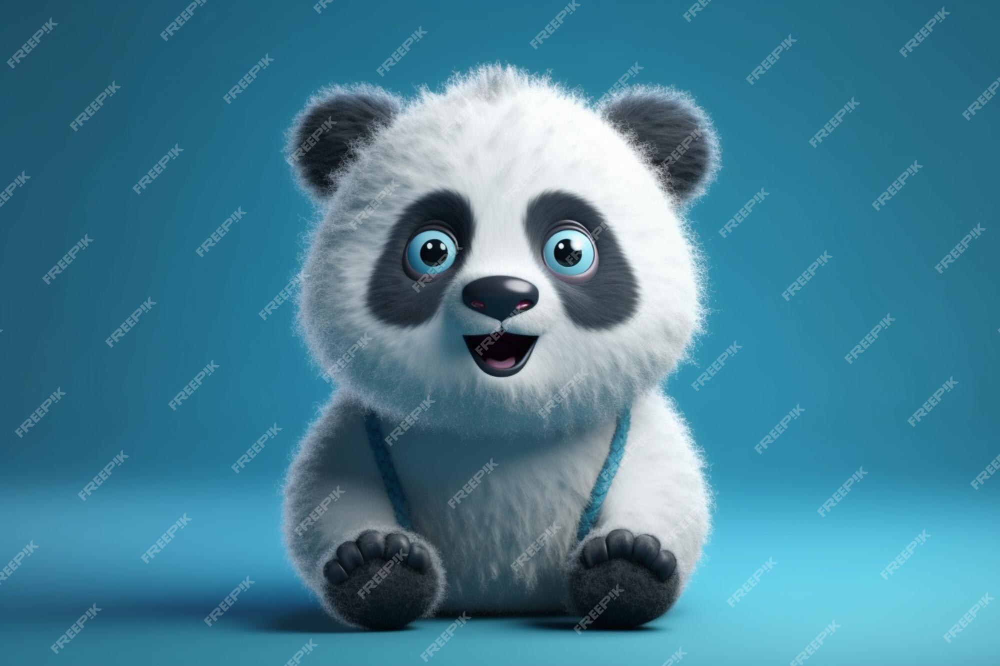 Panda bonito segurando estilo de desenho animado 3d de bambu isolado em  fundo transparente