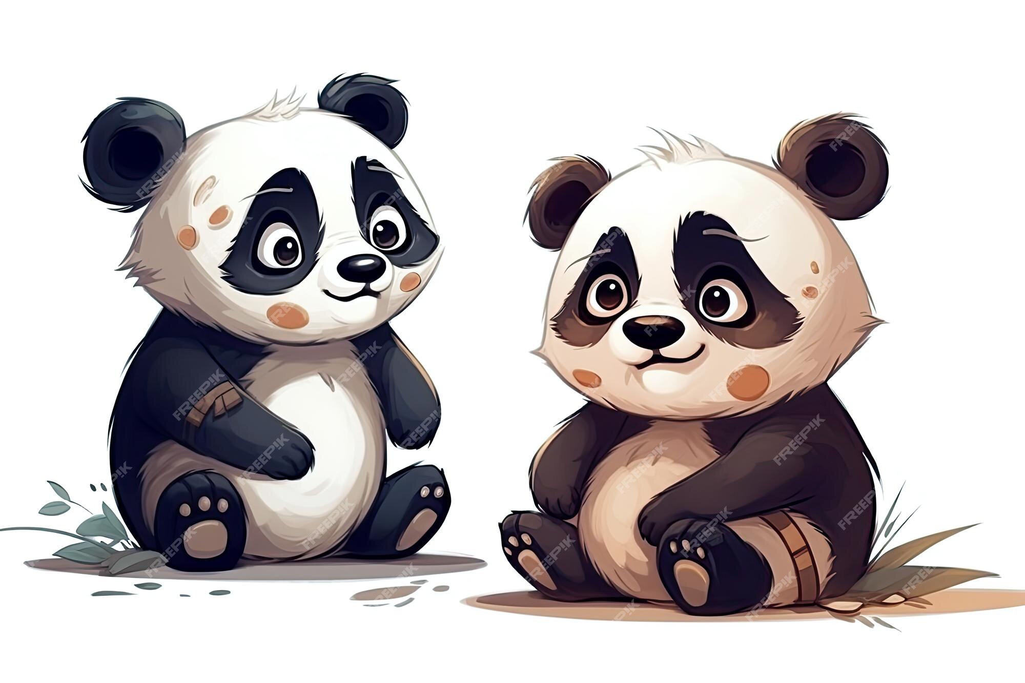 Ilustração de desenhos animados de panda com raiva posando isolado