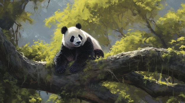 Panda-Cartoon HD 8K-Hintergrundbild Stockfoto