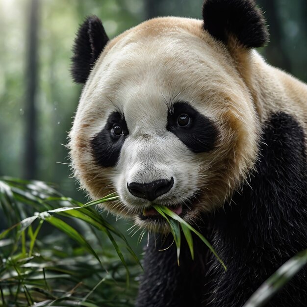 Panda de cerca en el bosque