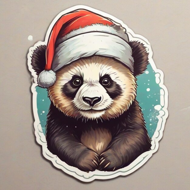 Foto panda com o chapéu de papai noel