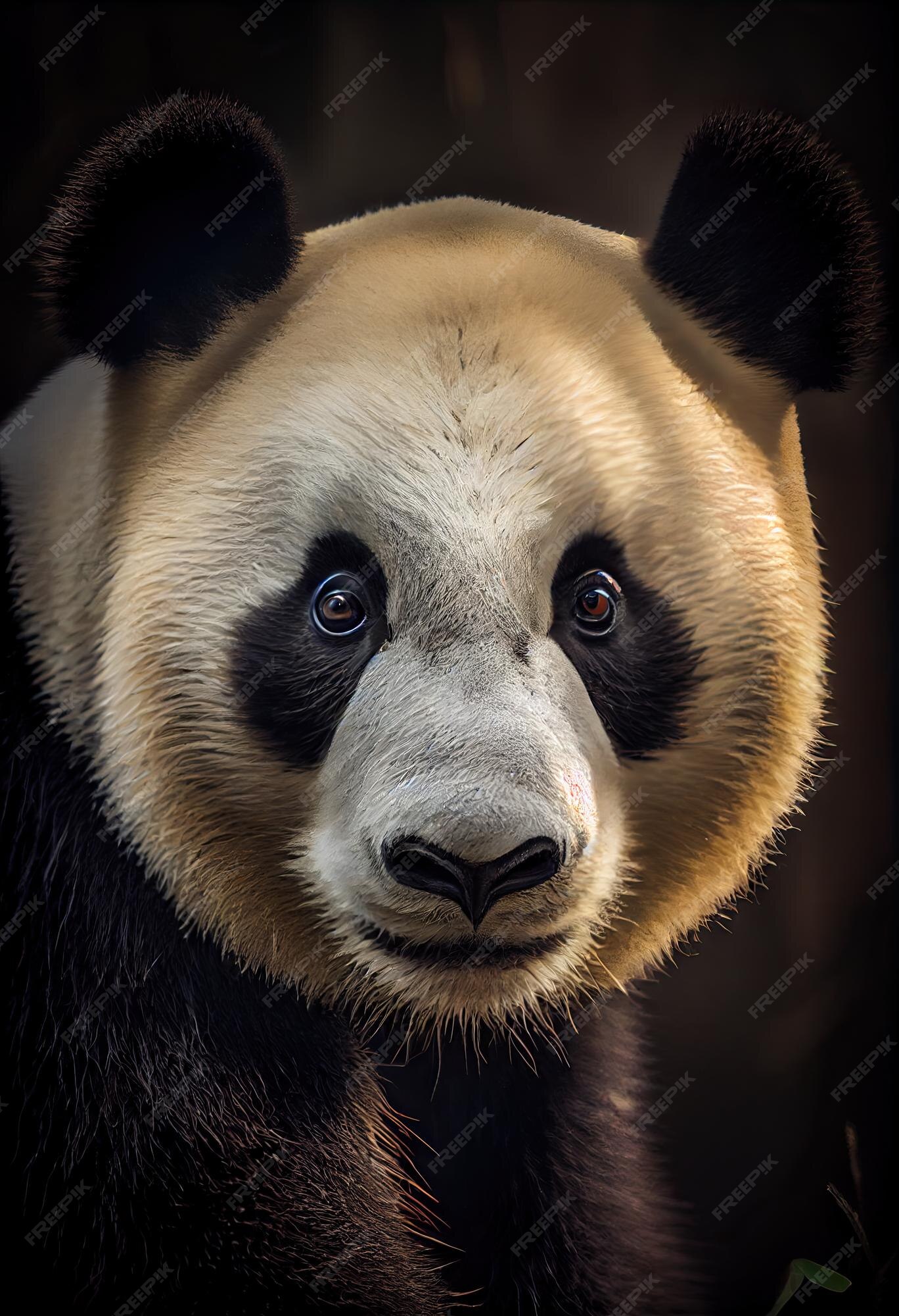 Um rosto de panda com um rosto preto e branco generative ai