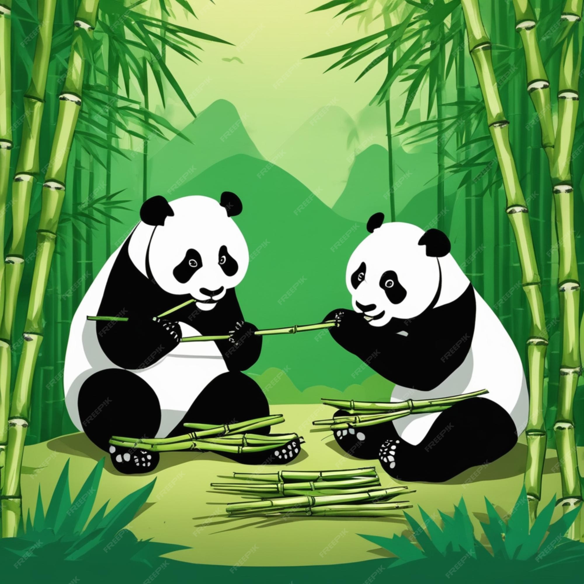 Panda bonito a comer bambu - Pandas - Coloring Pages for Adults