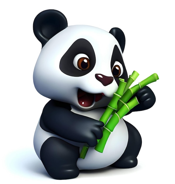 Panda comiendo imágenes prediseñadas de vector de bambú