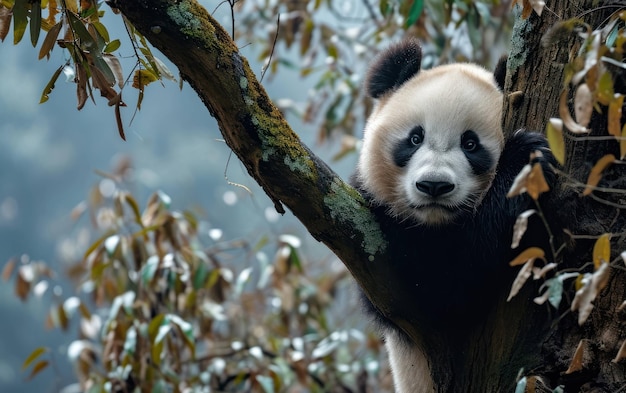 panda descansando em um galho de árvore