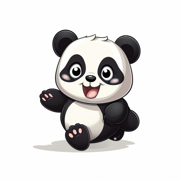 panda de dibujos animados sentado en el suelo con las patas arriba ai generativo