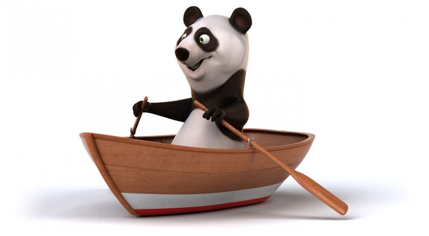 Panda divertido en un barco