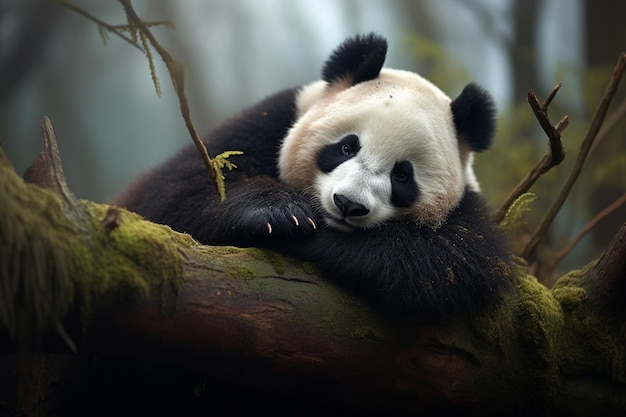 Panda durmiendo en una rama de árbol Generativo por Ai