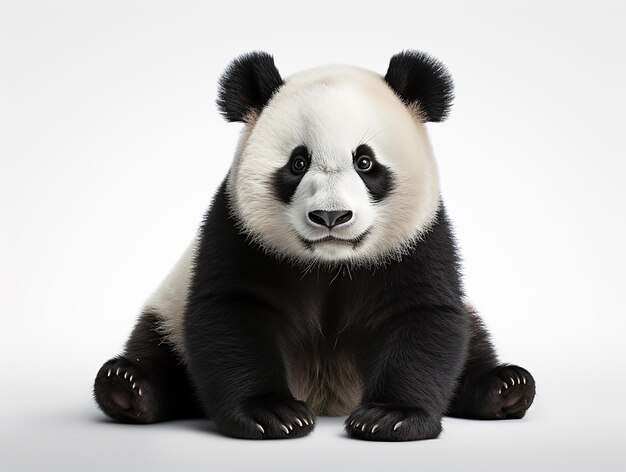 Foto el panda de la elegancia estoica en el fondo blanco del estudio