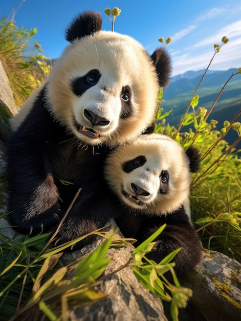 Foto panda em seu habitat natural fotografia de vida selvagem ia generativa
