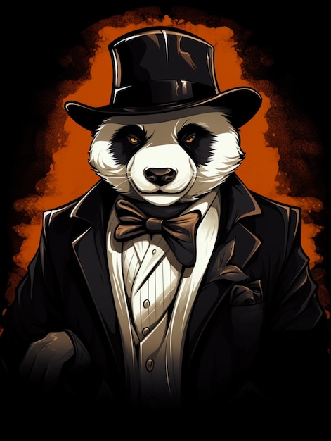 panda em um terno mafioso panda desenho de impressão