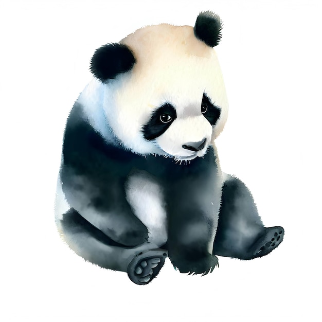 Panda estilo acuarela aislado sobre un fondo blanco.